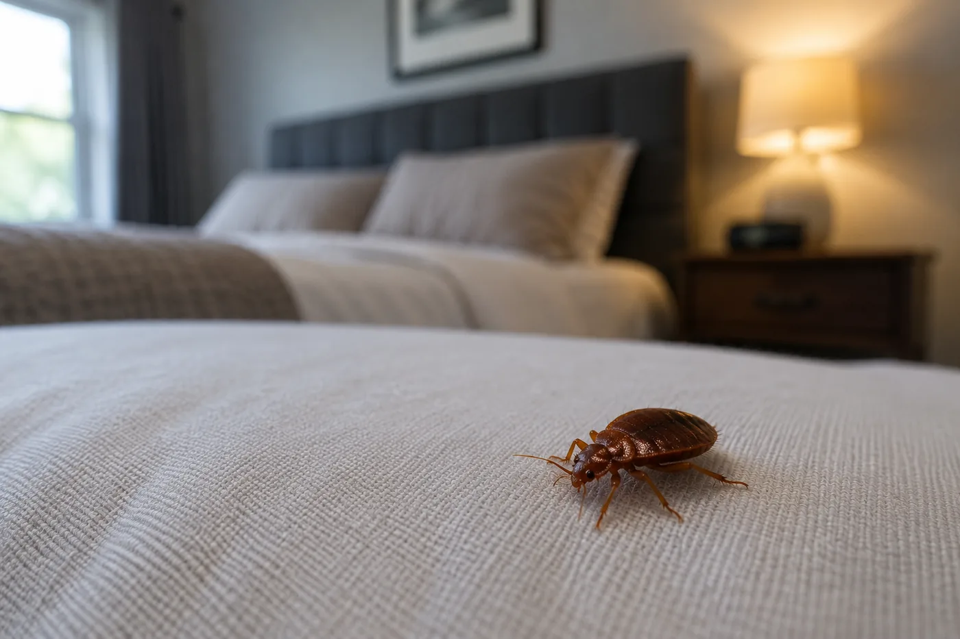 Bed bug on a mattress seam