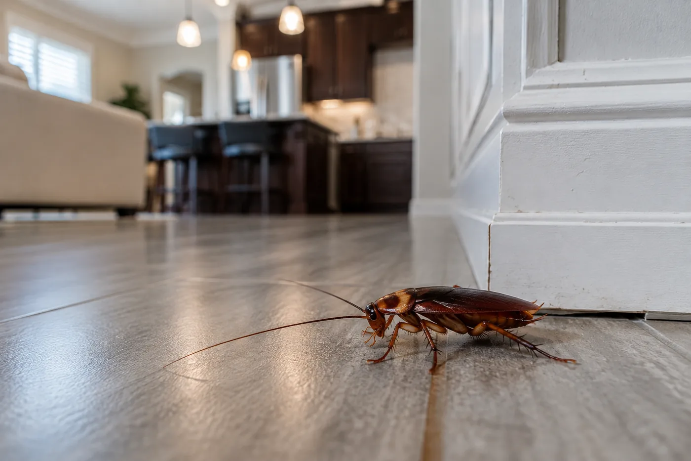 Cockroach on a kitchen floor