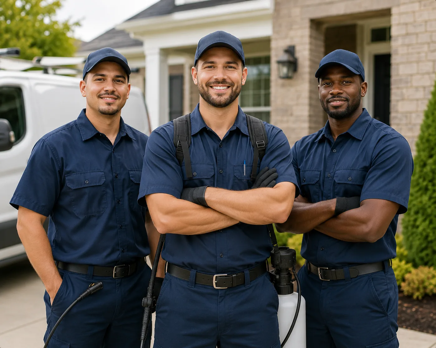 Licensed pest control professional in uniform ready to help